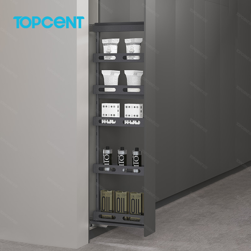 Topcen Kitchen Cabinet Accessories 6 / 8 Tier Metal Tall Larder Unit Soft Close Pull Out Pantry Unit Organizer