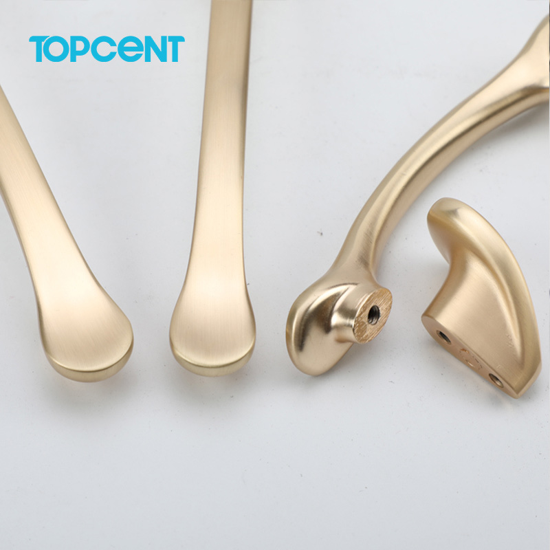 Topcent Gold Traditional Arch Curved Kitchen Cabinet Hardware Handle Pull