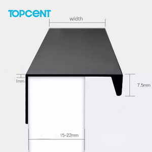 Topcent Wardrobe Handle Furniture Kichen Drawer Cabinet Pull No Punching Invisible Aluminum Alloy Black Long Handles