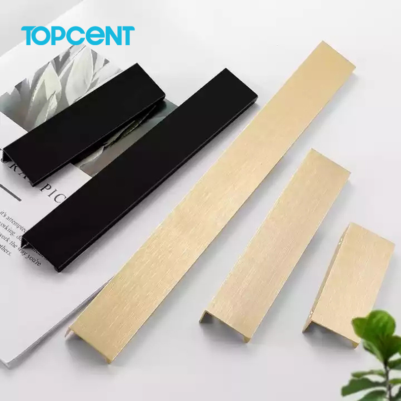 Topcent Wardrobe Handle Furniture Kichen Drawer Cabinet Pull No Punching Invisible Aluminum Alloy Black Long Handles