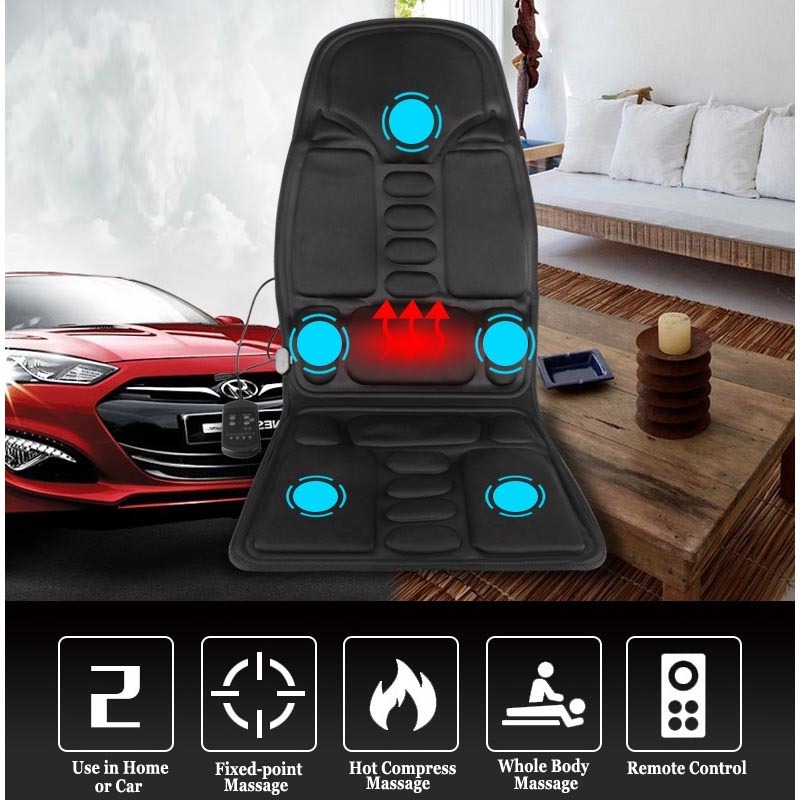 Portable Massager Chair Electric Heated Vibrating Seat Back Neck For Car Home Office Cushion Mattress Pain Relief