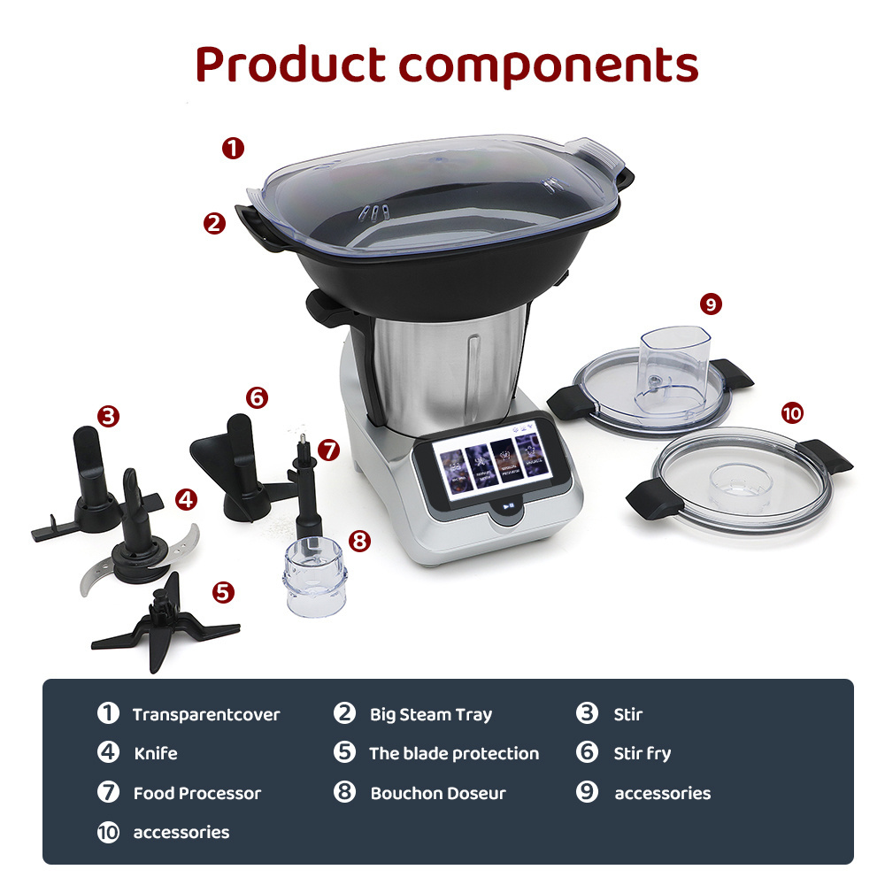 Cooking food Smart Multifunctional Food Processor,WiFi Built-In,All in 1,Blending,Steaming,Weighing,Mixing,Robot de cocina