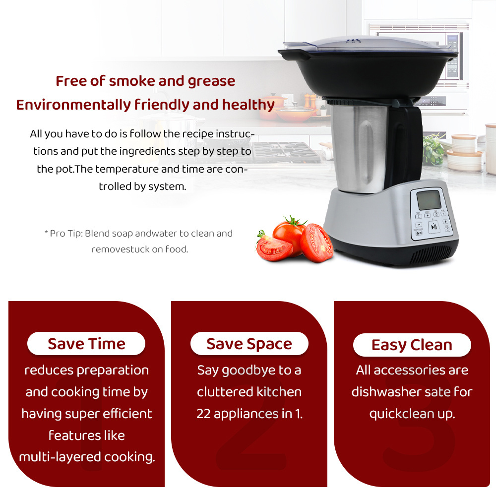 Factory Wholesale Thermo Cooker Food Processor and mixer combined Smart Multifunction Thermo Cooker With Wifi blender