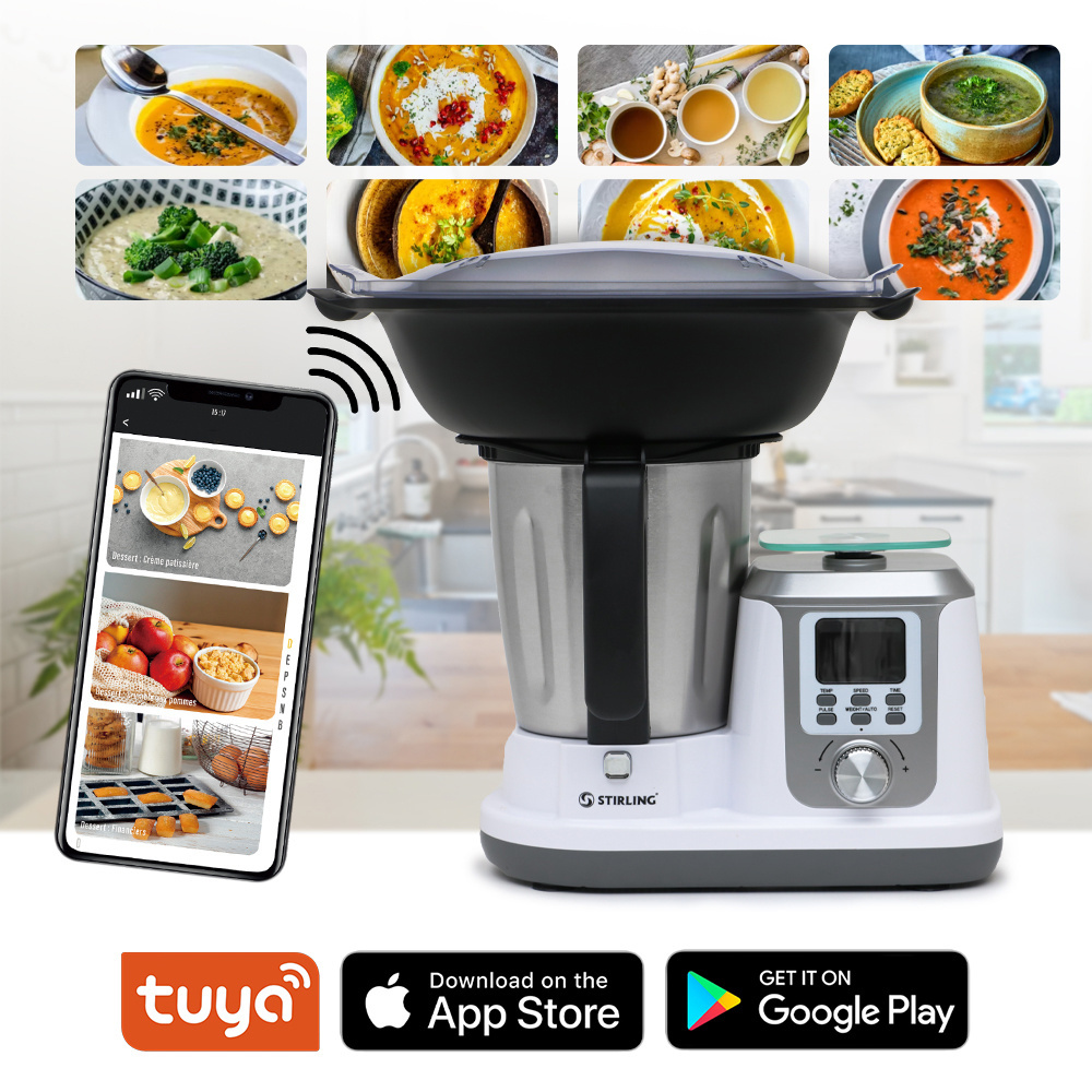 WIFI APP Kitchen Food Processor Robot Smart All-In-One Cooker,Chopper,Steamer,Juicer,Blender,Boil,Knead,Weigh, Multi-Functional