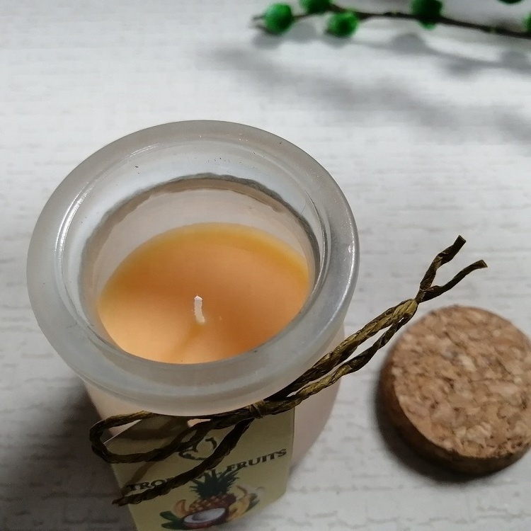 OEM ODM Private Label Wholesale Round Bottom Shape Natural Fragrance Luxury Cute Frosted Glass Jars Candles with wooden Lid