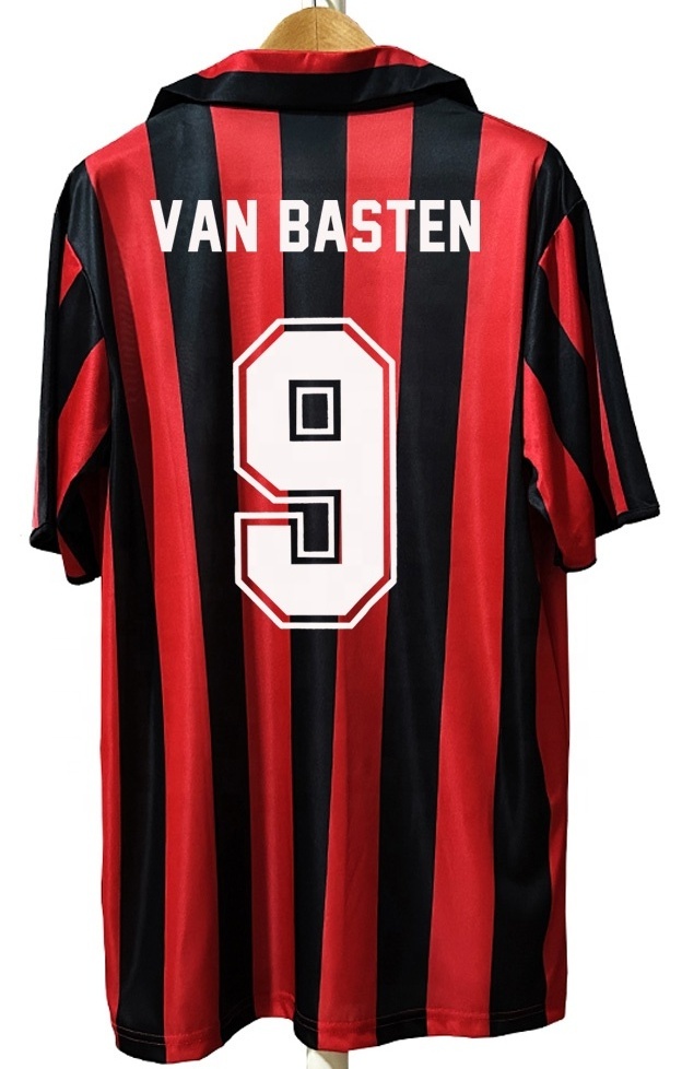 retro football jersey 1988-89 AC milan home jersey AC Milan shirt with number 10 Gullit 9 van Basten Rijkaard on it