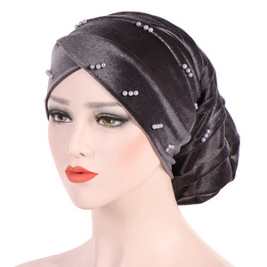 fabric islamic muslim African women ladies velvet turban hat