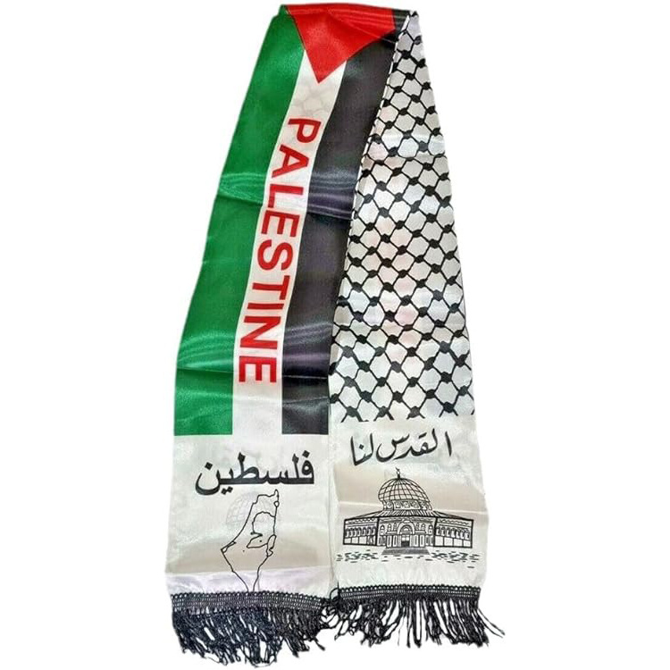 Women Men custom  5.51*53.14 inches Map of Palestine flag neck scarf