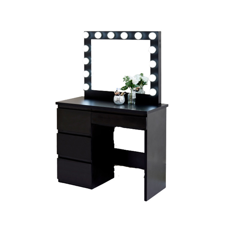 Nordic Luxury Tocador Paint Makeup Vanity Table Storage Drawer Dressing Table Mirrored Dresser with Light