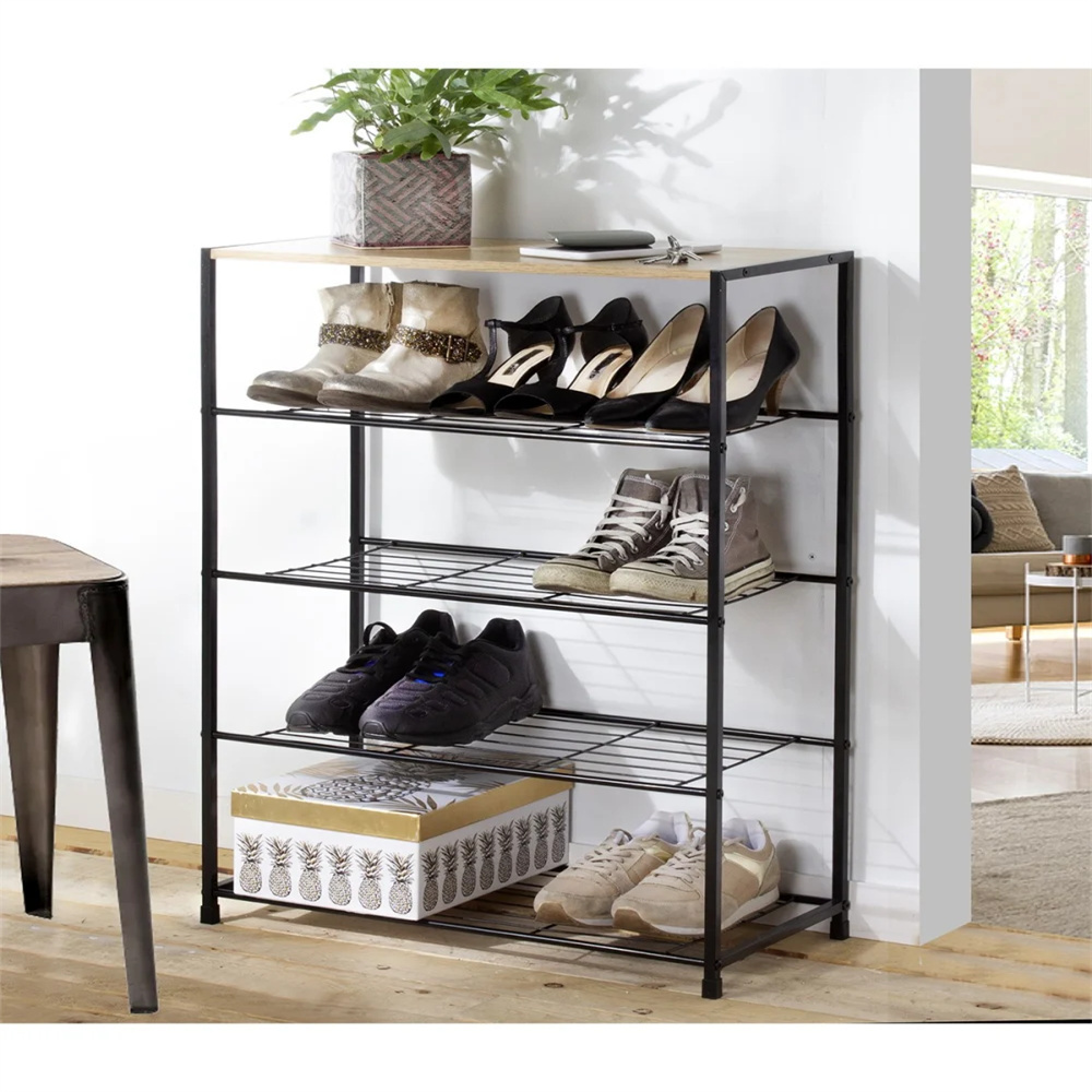 Wooden High-End Two-Tier Cabinet Shoe Rack Display For Boutique and Display