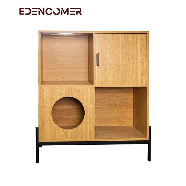 Edencomer Modern Design Unique Appearance Full Storage Space Wooden Cabinet with Cat Nest for Living Room