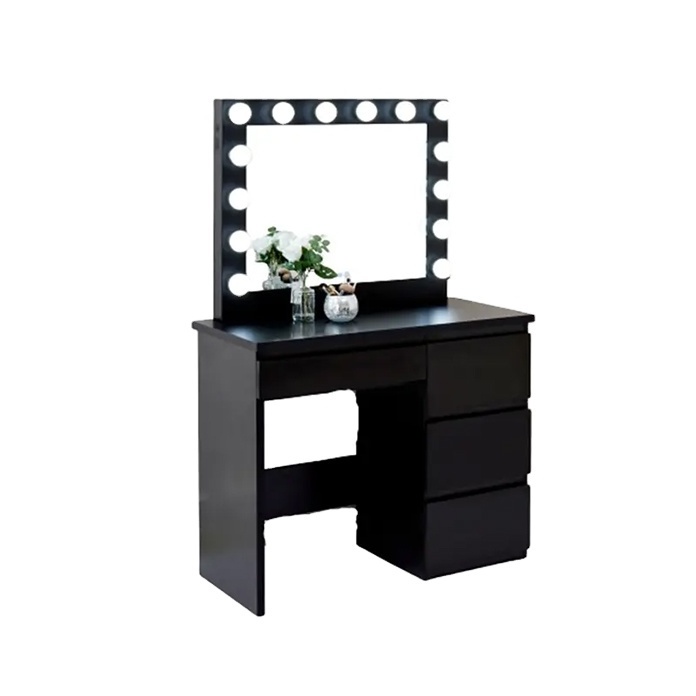 Nordic Luxury Tocador Paint Makeup Vanity Table Storage Drawer Dressing Table Mirrored Dresser with Light