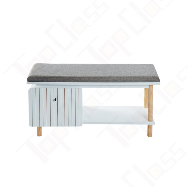 Hot sell Modern Design Wooden Storage Bench Cabinet Shelf with seat and 2-tiler Shoe Rack for entryway closet storage