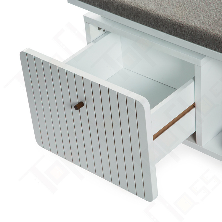 Hot sell Modern Design Wooden Storage Bench Cabinet Shelf with seat and 2-tiler Shoe Rack for entryway closet storage