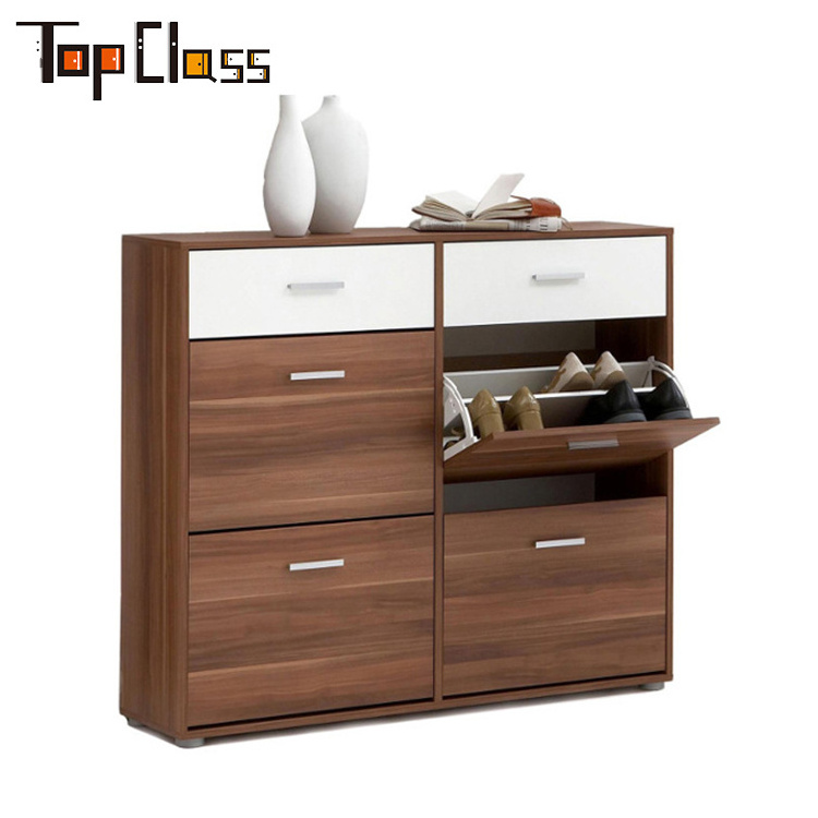 2023 New Design Hot Sale Cheap shoe cabinet with 3 flap drawers and storage shelf Wooden Furniture Large Storage