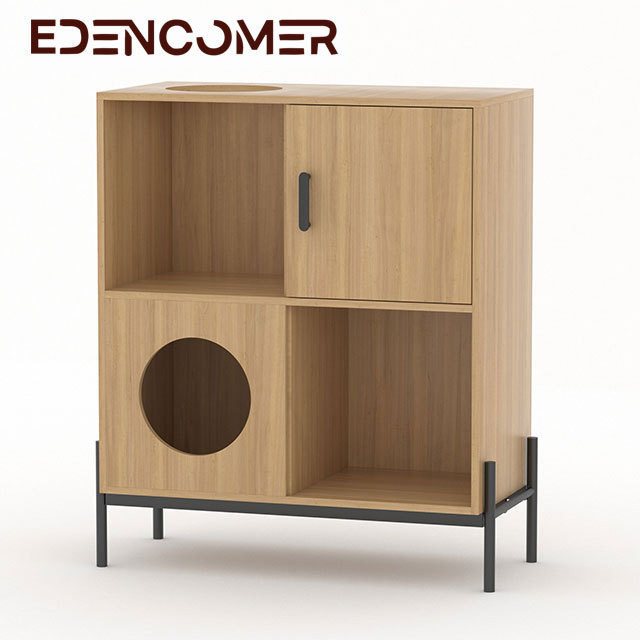 Edencomer Modern Design Unique Appearance Full Storage Space Wooden Cabinet with Cat Nest for Living Room