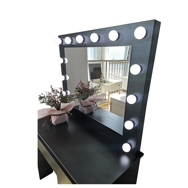 Nordic Luxury Tocador Paint Makeup Vanity Table Storage Drawer Dressing Table Mirrored Dresser with Light