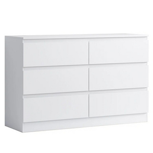 Minimalist Design Modern Style Plenty Storage Room Wooden 6-Drawer Chest White Dresser for Bedroom