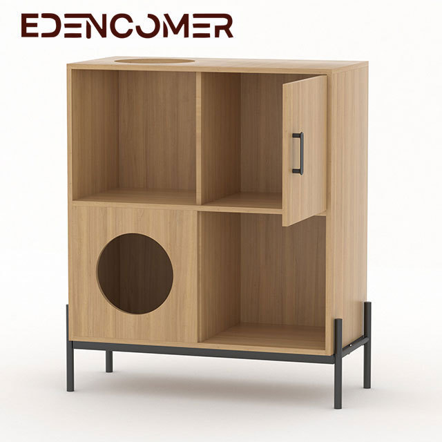 Edencomer Modern Design Unique Appearance Full Storage Space Wooden Cabinet with Cat Nest for Living Room