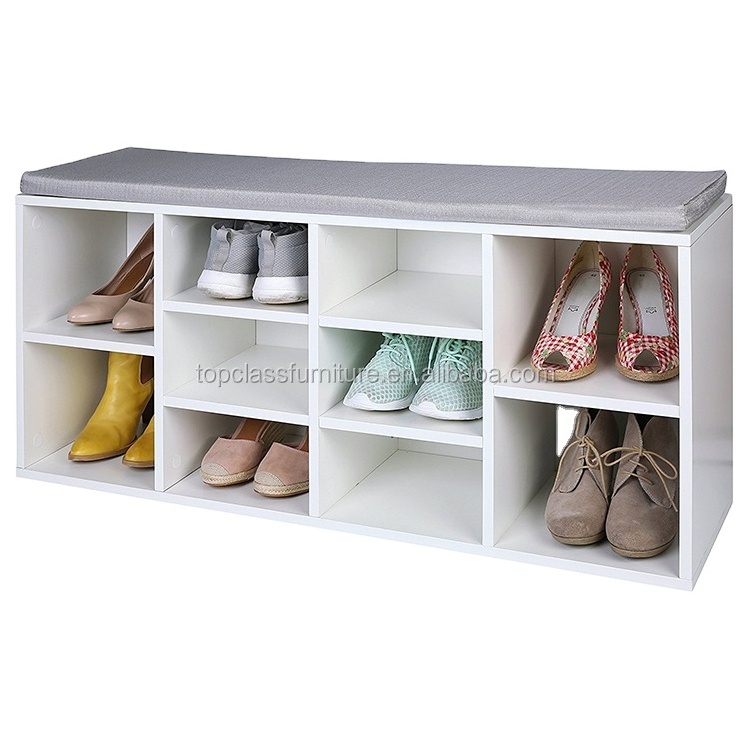 High Quality New Design Wooden Shoe Cabinet Shoe Storage Bench Rack