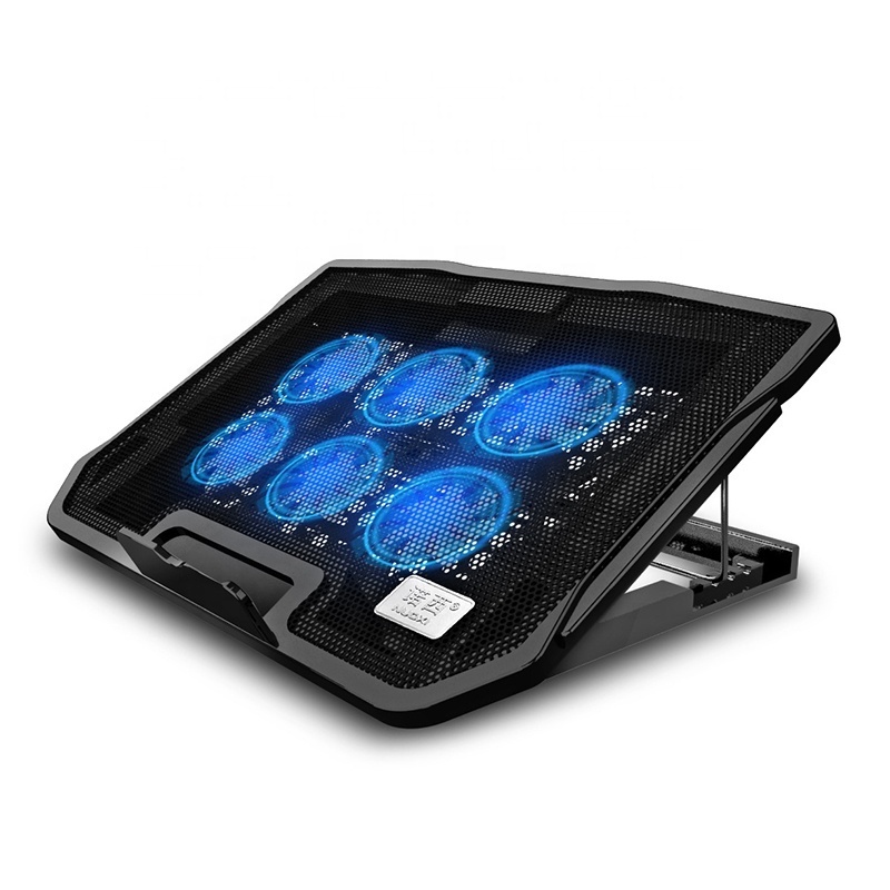 H9 17 Inch Adjustable Notebook Cooler Stand Dual USB Gaming 6 Cooling Fans Laptop Cooling Pads