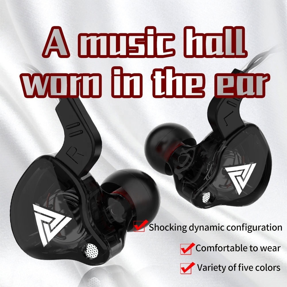 Original QKZ AK6 3.5mm Wired Headphones Copper Driver Stereo Hifi Earphone Bass Earbuds Music Sport AK6 Pro Sports Headphones