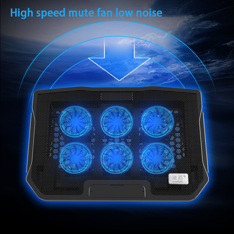 H9 17 Inch Adjustable Notebook Cooler Stand Dual USB Gaming 6 Cooling Fans Laptop Cooling Pads