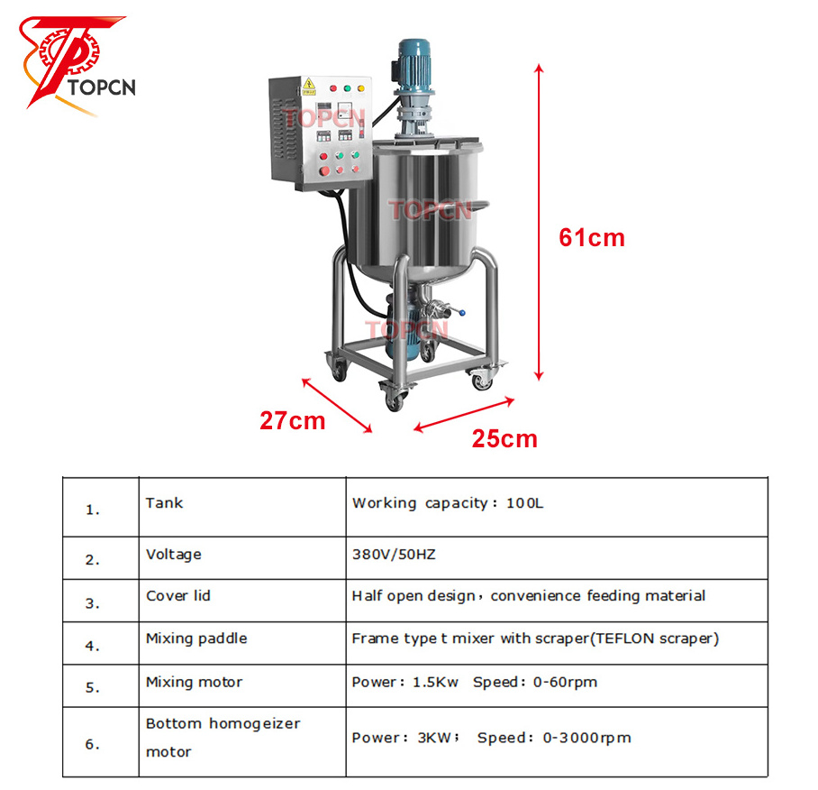 100L Single Layer Chemicals making production equipment small liquid soap making machine price