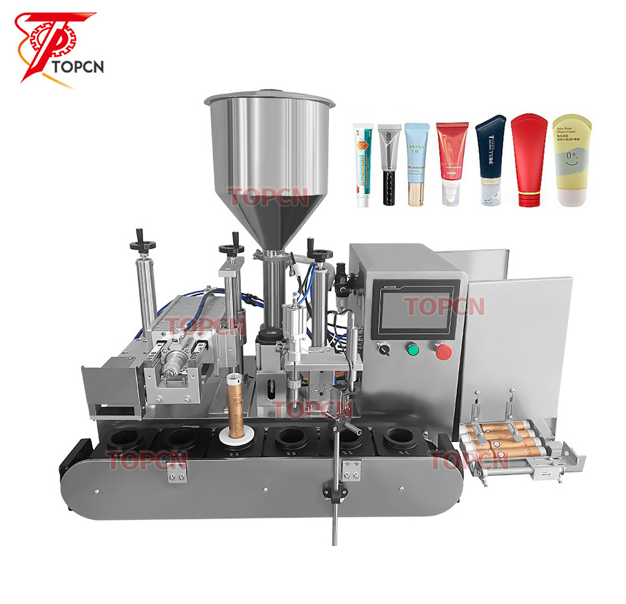 Tabletop Piston Pump Automatic Ultrasonic Toothpaste Skincare Cosmetic Cream Plastic Soft Tube Filling Sealing Machine