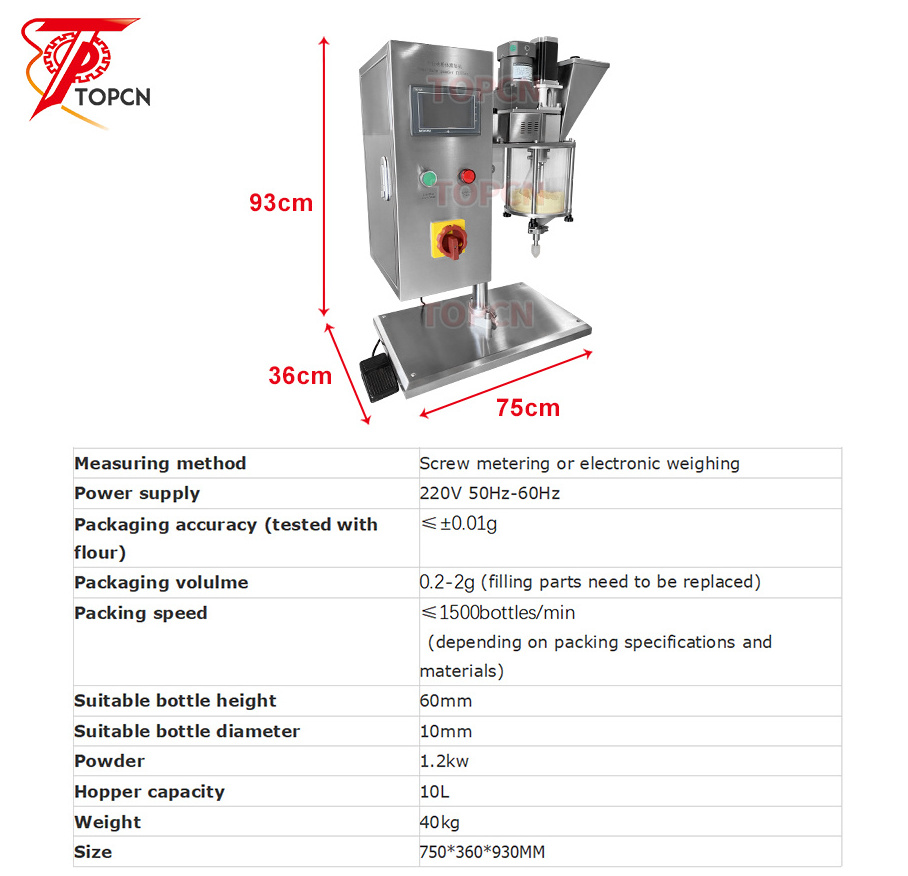 Desktop Table Top Semi-automatic Small Jar Vail Bottle Screw Cosmetic Powder Spices Filling Machine