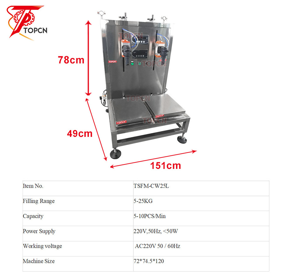 Semi Automatic 5litres 15litres 20 litres 25 litres Bottom Weight Foamy Liquid Jerry Can filling machine