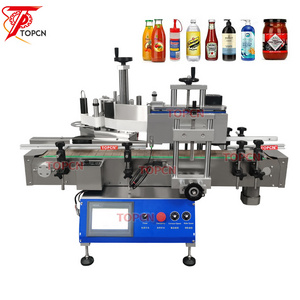 TOPCN Tabletop Automatic Water Plastic PET Glass Round Bottle Sticker Labeling Applicator Machine