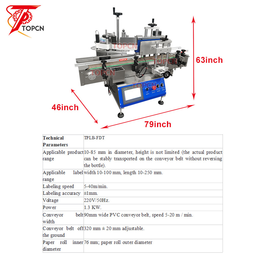 TOPCN Tabletop Automatic Water Plastic PET Glass Round Bottle Sticker Labeling Applicator Machine