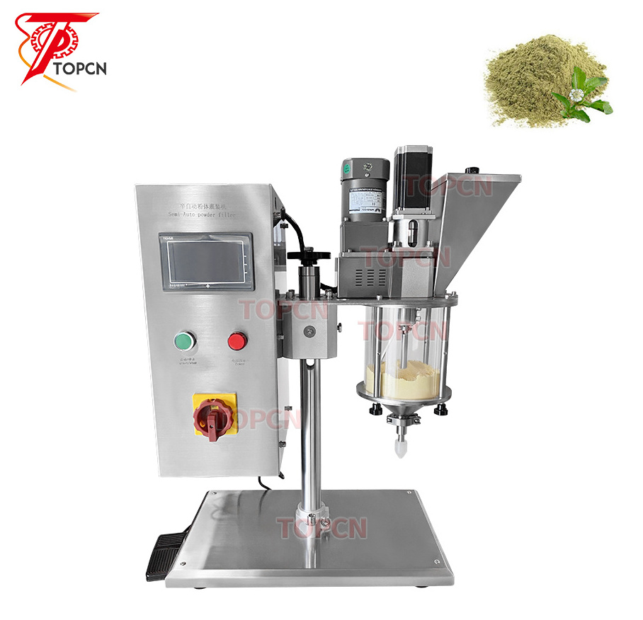 Desktop Table Top Semi-automatic Small Jar Vail Bottle Screw Cosmetic Powder Spices Filling Machine