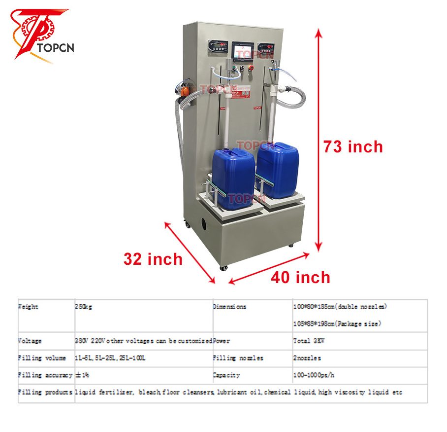 Semi Automatic Double Heads Plastic Anti Corrosion Toliet Liquid Cleaner Chlorine Bleaching Water Oil Can Weight Filling Machine