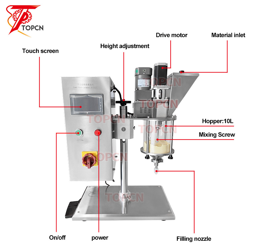 Desktop Table Top Semi-automatic Small Jar Vail Bottle Screw Cosmetic Powder Spices Filling Machine