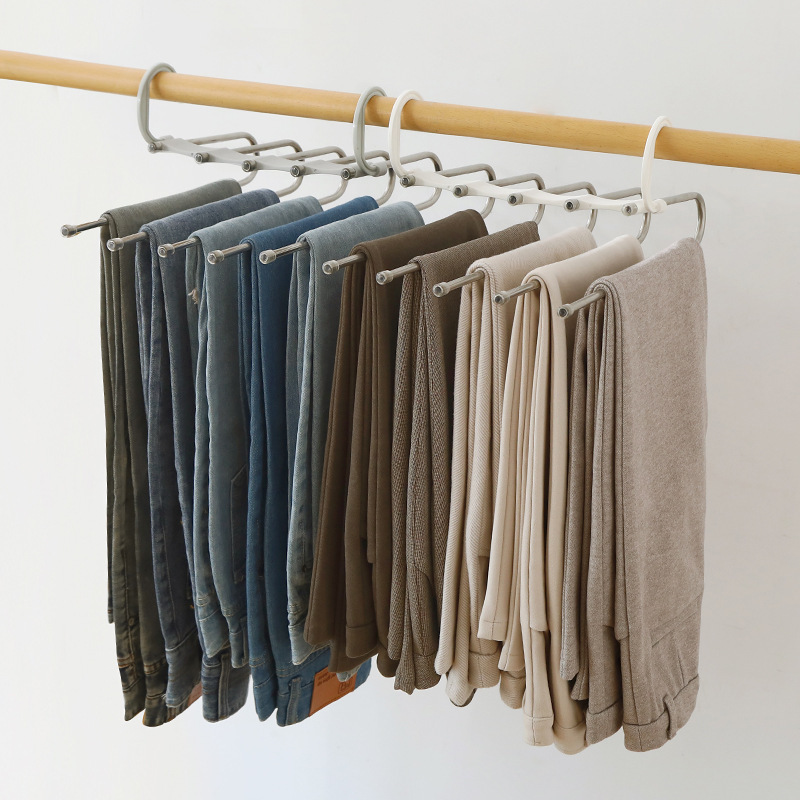 5 Layered Pants Rack for Scarf Jeans Trousers  saving space non-slip  pants hanger