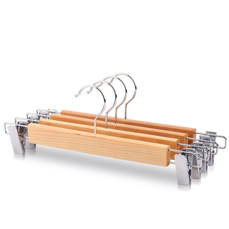 Natural Cedar Wooden Slacks Skirts Hangers with 2-Adjustable Clips