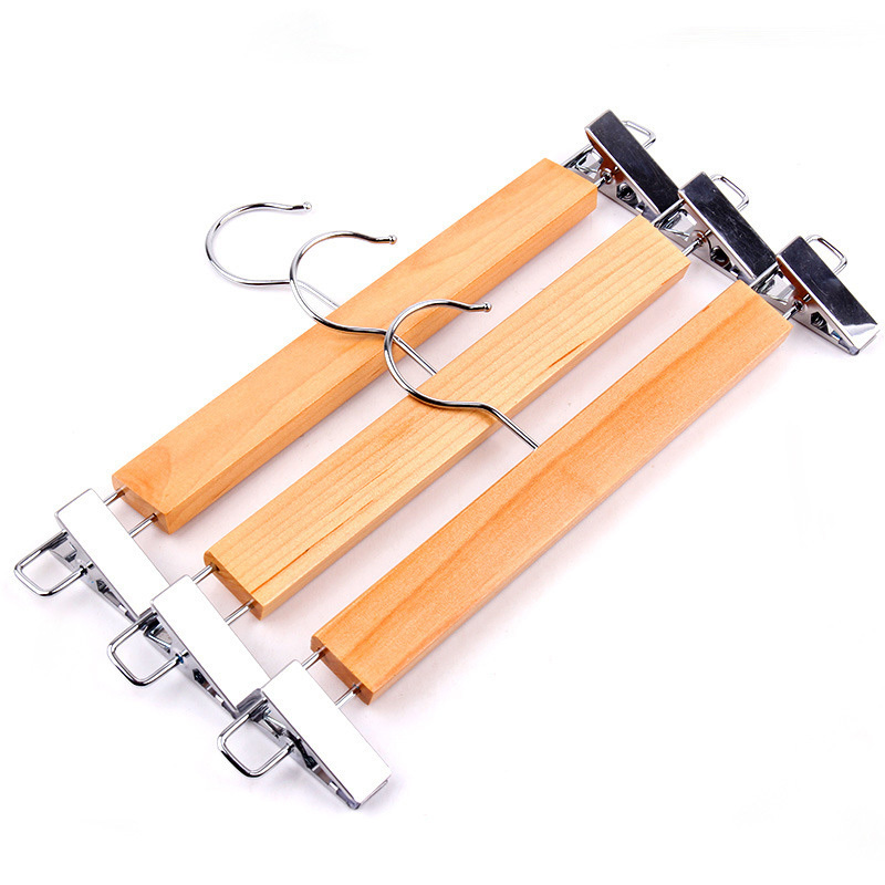 Natural Cedar Wooden Slacks Skirts Hangers with 2-Adjustable Clips