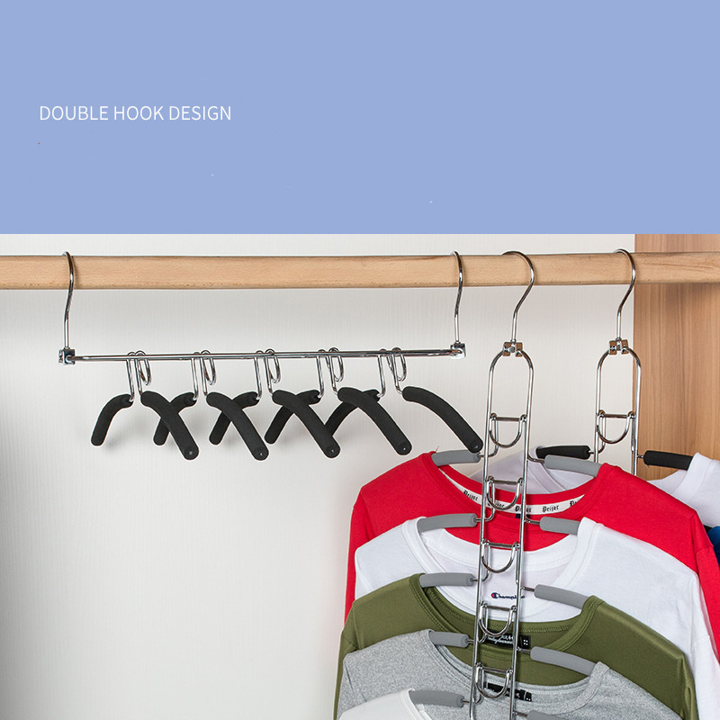 Multiple 5 tier  non- slip foam padded rack  saving clothing metal detachable hangers  closet organizer