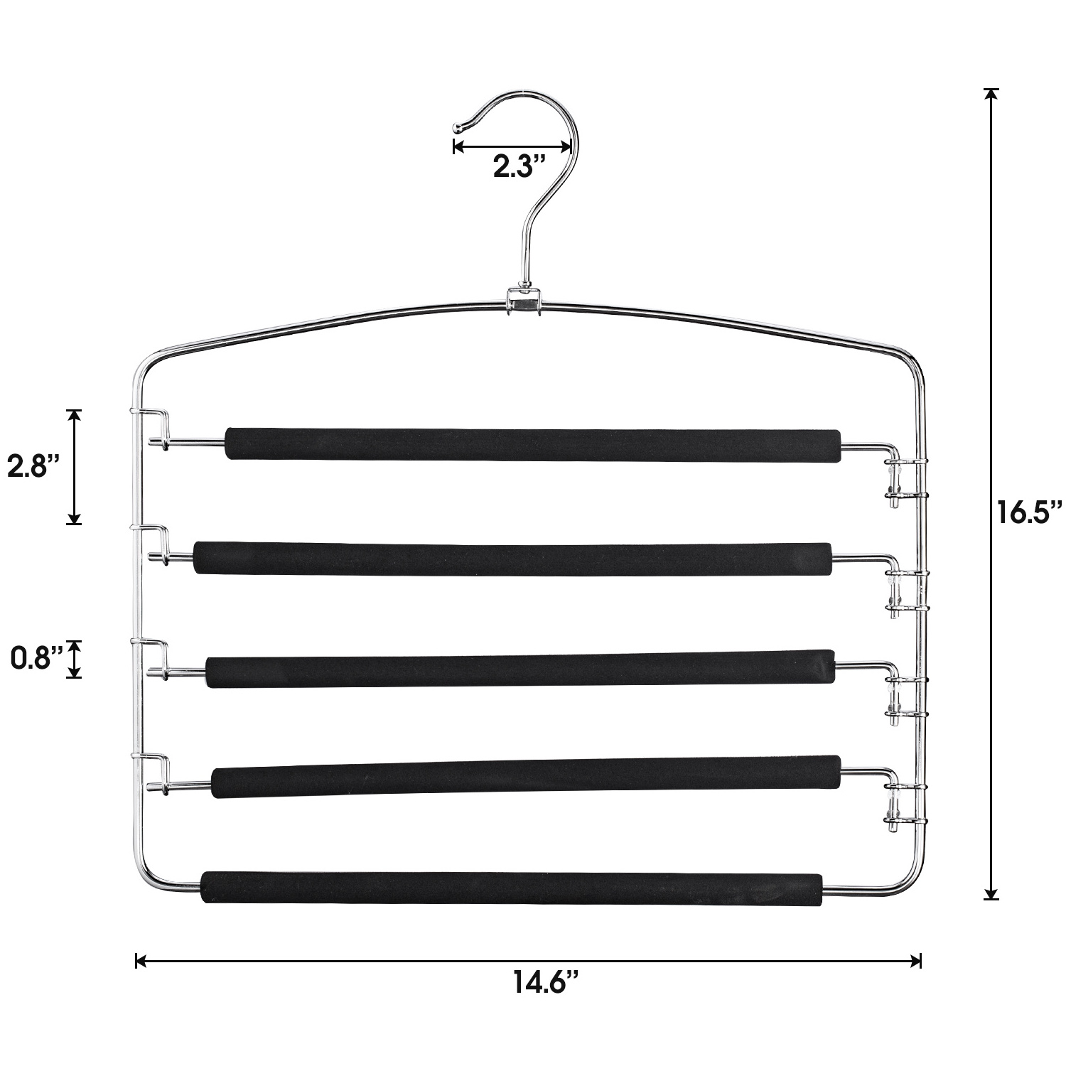 Non-slip foam padded swing arm metal wire hanger,Stainless steel five-layer pants hangers