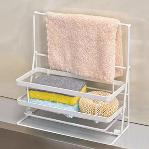 Multi-functional sink drain grid simple filter mesh pool sponge rag drain rack kitchen countertop storage