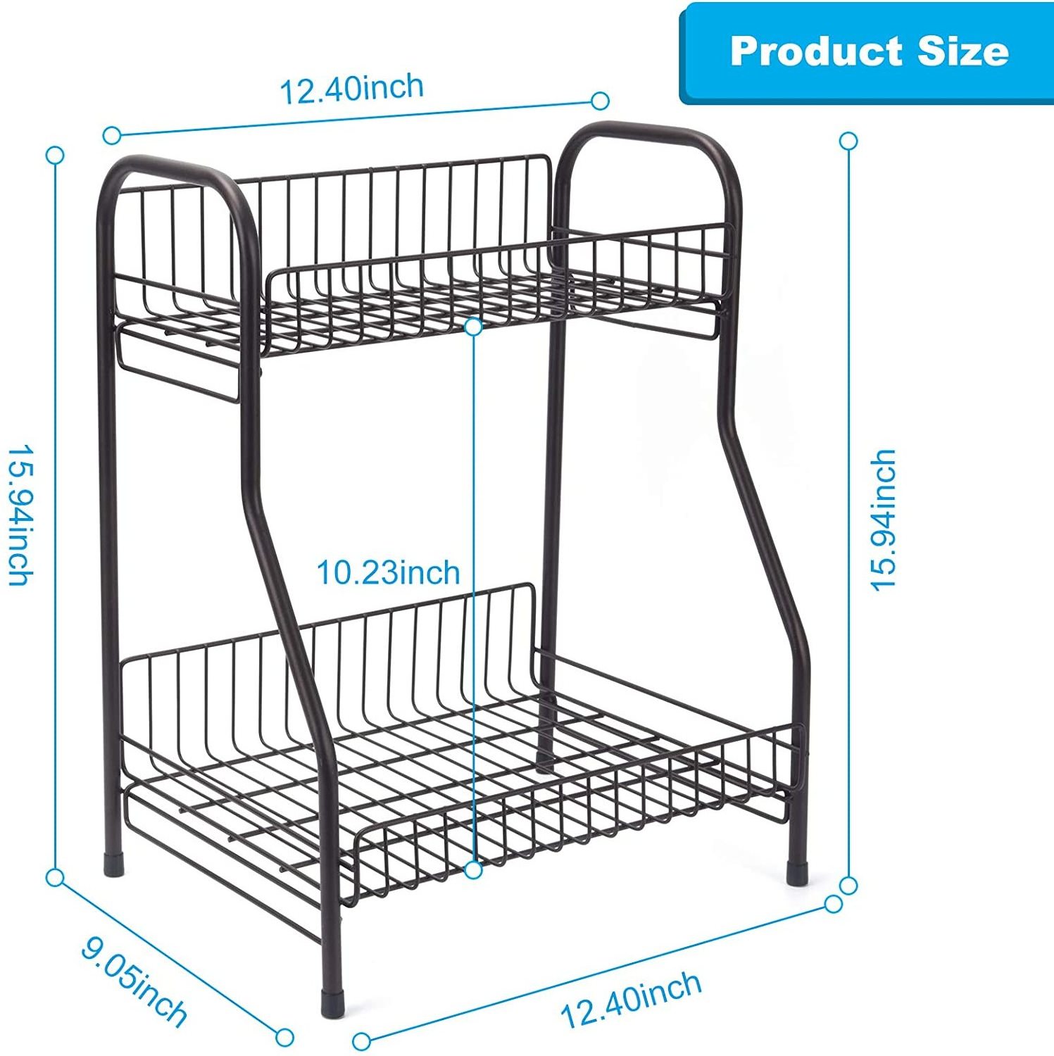 Spice Rack Organizer Storage Shelf, 2-Tier Bathroom Shelf Organizer Countertop, Kitchen Rack Organizer for Spice Can Sauce Jars