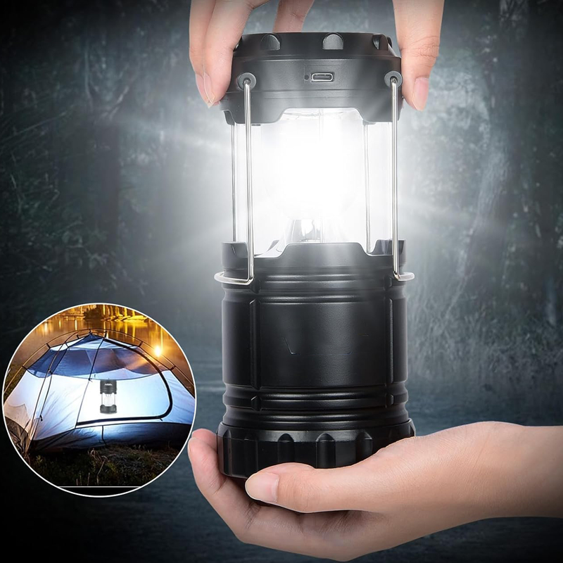 Outdoor camping lantern flashlights collapsible solar lanterns rechargeable led camp lights lamp with power bank