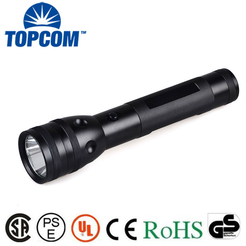 Heavy duty D cell battery operated black 2d aluminum flashlight