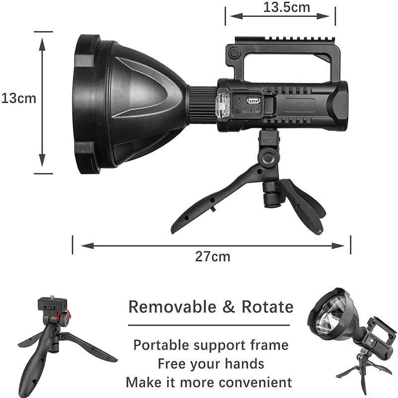 Functional LED Flashlight with Tripod Rotate 360 Degrees Search Light for Outdoor Fishing Camping