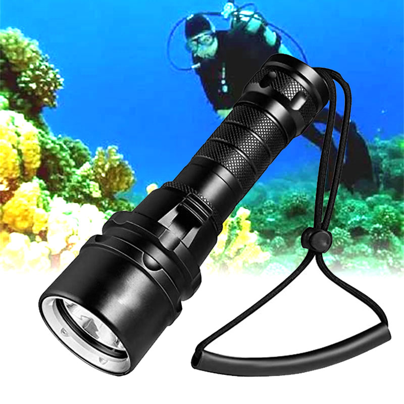 Most Powerful LED Diving Flashlight 10000 Lumens with Rope Scuba Diving Torches Whale Diving Flashlight