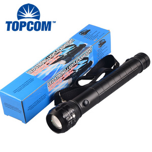 Topcom Three Operation Mode  Light IP55 Water Resistant High Quality Lamp Heavy Duty Big Led Torch LED Zoom Flashlight