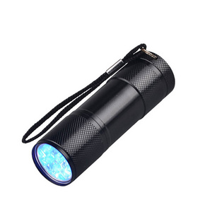 Logo Custom Pocket 395 365 nm 9 LED Torch Ultraviolet Light Ultraviolet Portable Lamp UV Flashlight