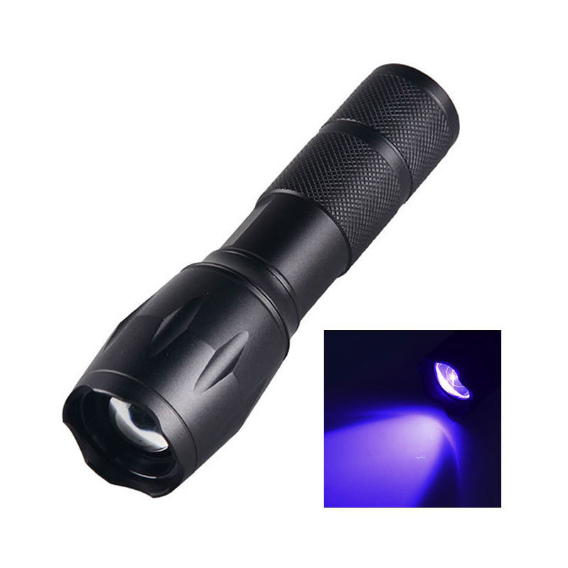 365nm 395nm High Power UV Led Flashlight Zoom Fluorescent Blacklight Ultraviolet 18650 Flash Light Torch for Detection